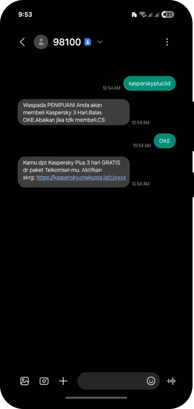 Kirim SMS ke 98100