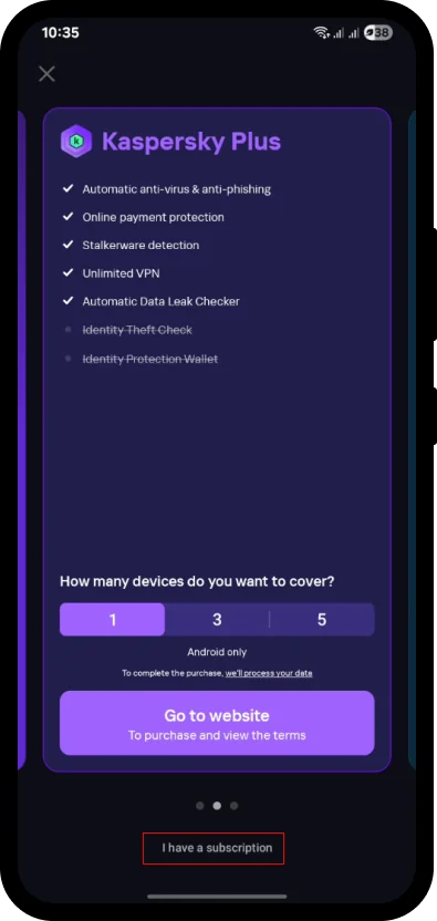 Pilih Kaspersky Plus