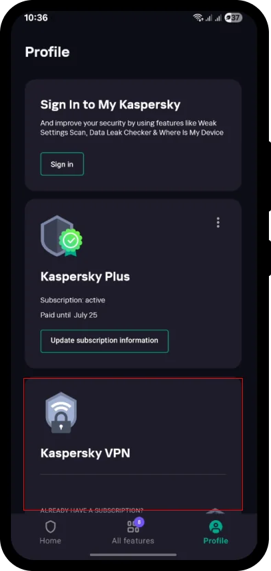 Klik Kaspersky VPN